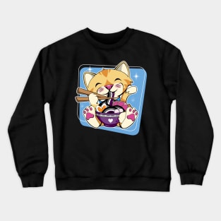 Cat Eating Ramen Asexual Flag Crewneck Sweatshirt